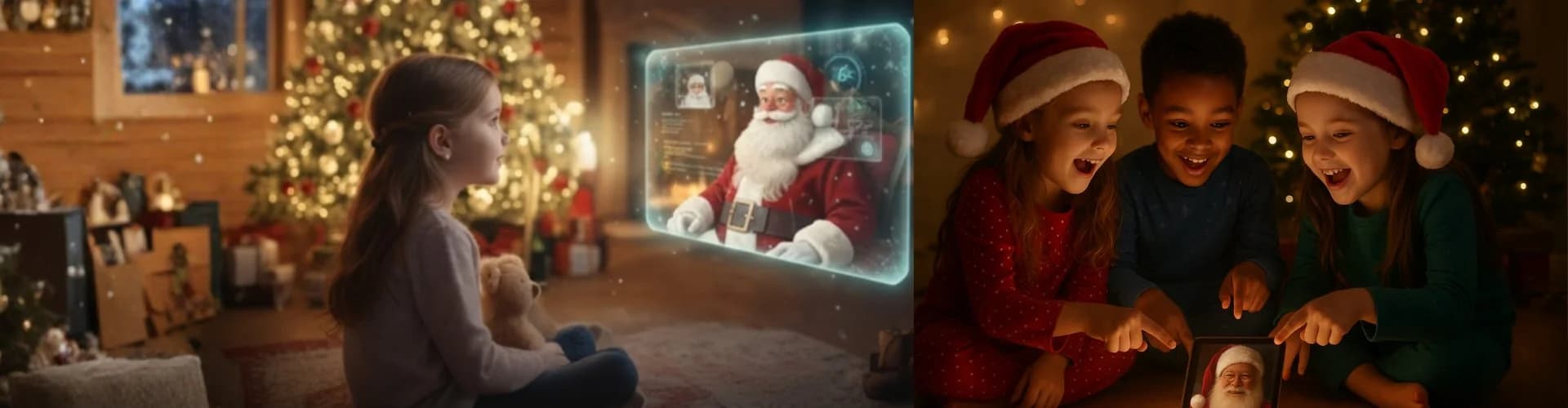 Kids watching Santa video